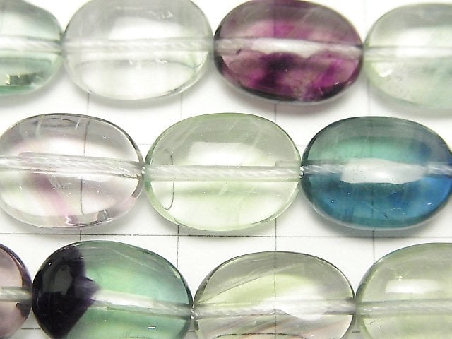 [Video] Multicolor Fluorite AA++ Oval 16x12mm half or 1strand beads (aprx.15inch/37cm)