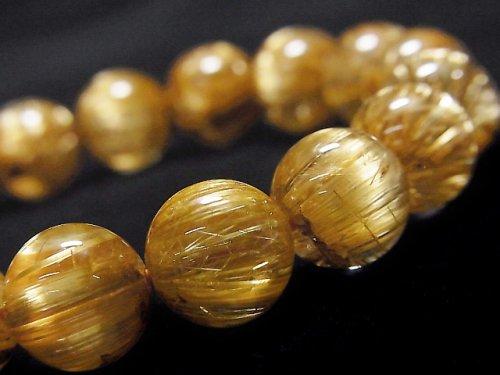 [Video] [One of a kind] Top Quality Golden Rutilated Quartz AAAA Round 11.5mm Bracelet NO.110