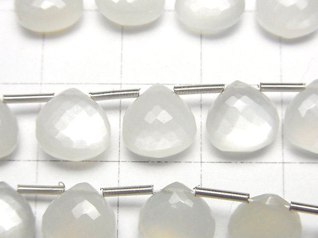 [Video] MicroCut High Quality White Moonstone AAA Chestnut Faceted Briolette 1strand (8pcs)