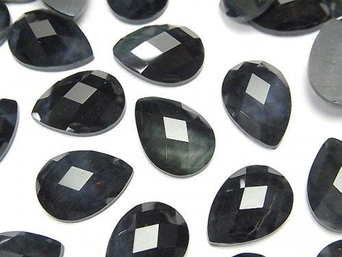 [Video] Blue Tiger's Eye x Crystal AAA Pear shape Faceted Cabochon 14x10mm 2pcs