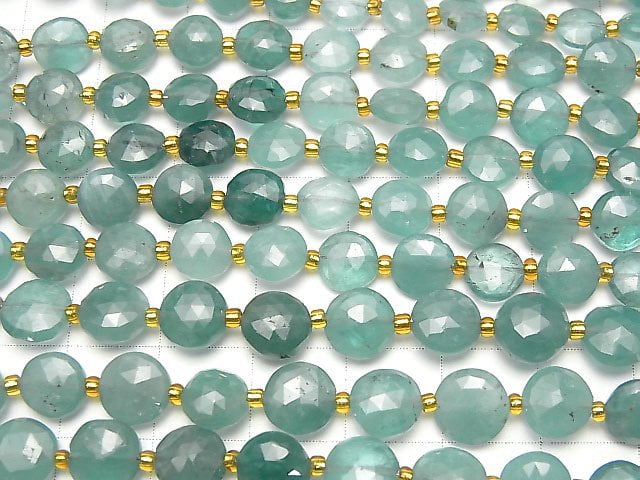 [Video] Grandidierite AA++ Faceted Coin 1strand beads (aprx.7inch/18cm)