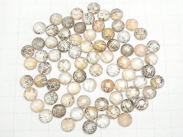 [Video] Moonstone x Crystal AAA Round Faceted Cabochon 8x8mm 3pcs