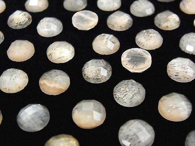 [Video] Moonstone x Crystal AAA Round Faceted Cabochon 10x10mm 3pcs