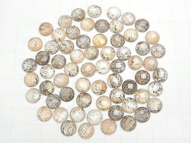 [Video] Moonstone x Crystal AAA Round Faceted Cabochon 10x10mm 3pcs