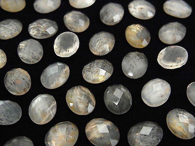 [Video] Moonstone x Crystal AAA Oval Faceted Cabochon 10x8mm 3pcs