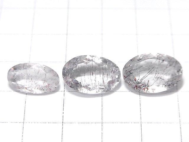[Video] [One of a kind] High Quality Brazil Goethite in Quartz AA++ Faceted 3pcs Set NO.144