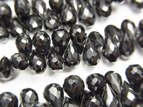 [Video] High Quality Black Spinel AAA Drop Faceted Briolette half or 1strand beads (aprx.7inch / 18cm)