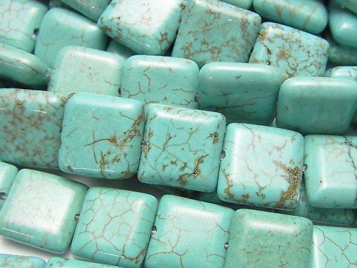 [Video] Magnesite Turquoise Square 12x12mm 1strand beads (aprx.15inch / 36cm)