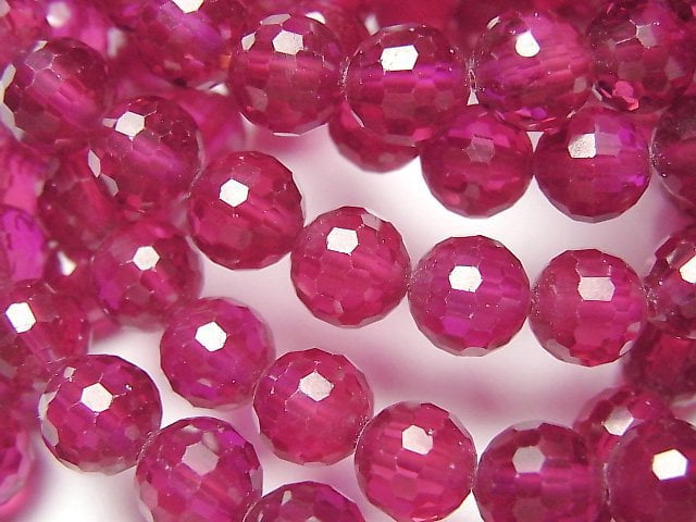 [Video] High Quality! Synthetic Ruby AAA 128Faceted Round 8mm Bracelet