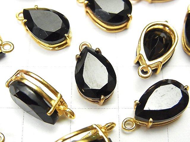 [Video] High Quality Black Spinel AAA Bezel Setting Pear shape Faceted 13x8mm 18KGP 2pcs