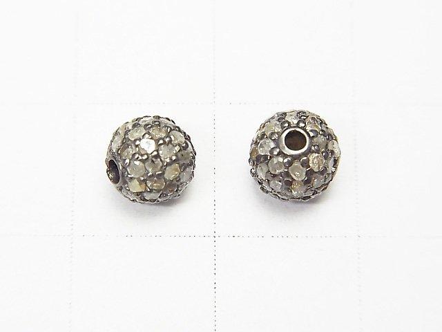 [Video] Diamond-filled parts Round 6mm Silver925 Oxidized Finish 1pc