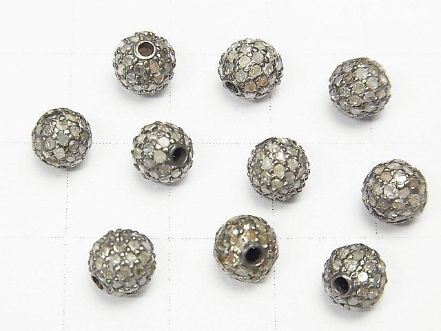 [Video] Diamond-filled parts Round 6mm Silver925 Oxidized Finish 1pc