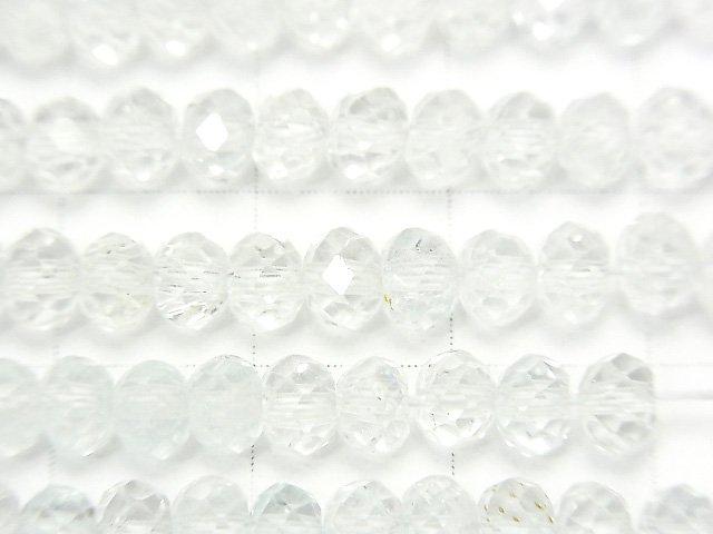 [Video] High Quality! Natural White Topaz AAA Faceted Button Roundel 5x5x3mm 1strand beads (aprx.15inch / 37cm)