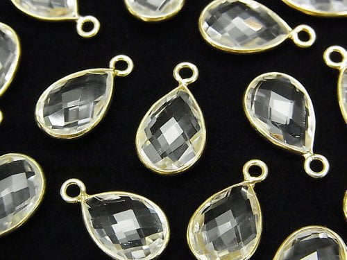 [Video]High Quality Crystal AAA Bezel Setting Faceted Pear Shape 13x9mm 18KGP 2pcs