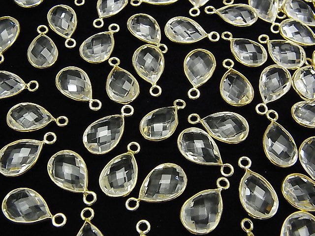 [Video]High Quality Crystal AAA Bezel Setting Faceted Pear Shape 13x9mm 18KGP 2pcs