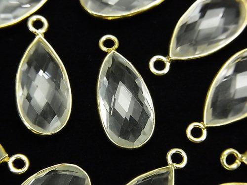 [Video]High Quality Crystal AAA Bezel Setting Faceted Pear Shape 17x9mm 18KGP 2pcs