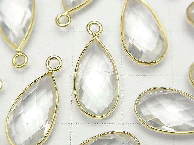 [Video]High Quality Crystal AAA Bezel Setting Faceted Pear Shape 17x9mm 18KGP 2pcs