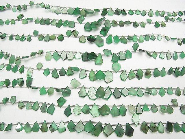[Video] High Quality Emerald AAA- Rough Slice Faceted half or 1strand beads (aprx.7inch / 18cm)