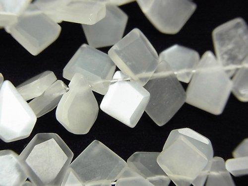 [Video] High Quality White Moonstone AAA Rough Slice Faceted 1strand beads (aprx.7inch / 18cm)