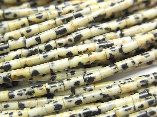 [Video] Dalmatian Jasper Tube 4x2x2mm 1strand beads (aprx.15inch / 38cm)