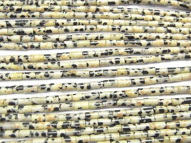 [Video] Dalmatian Jasper Tube 4x2x2mm 1strand beads (aprx.15inch / 38cm)