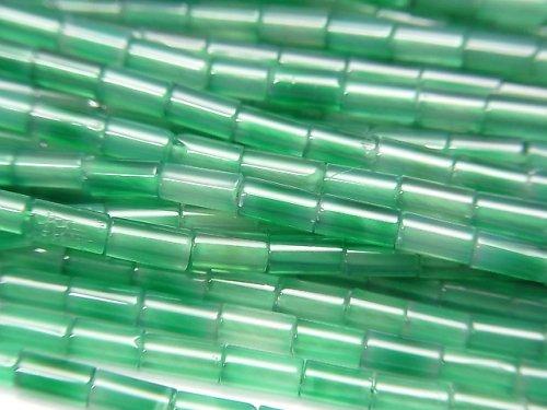 [Video] Green Onyx AA++ Tube 4x2x2mm 1strand beads (aprx.15inch / 36cm)