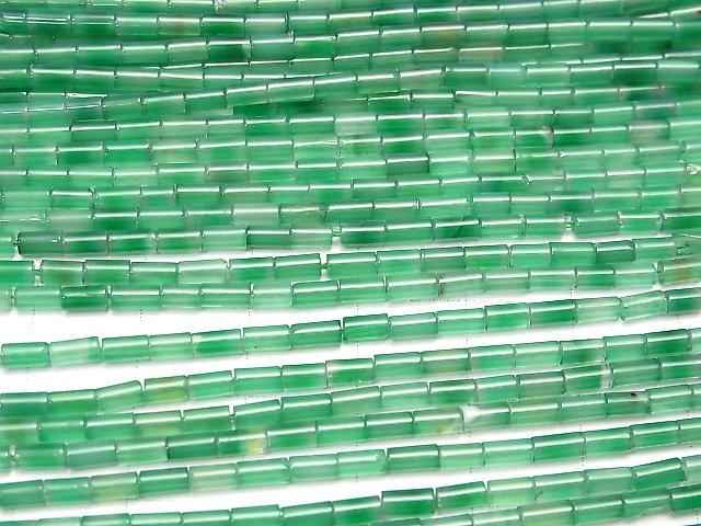 [Video] Green Onyx AA++ Tube 4x2x2mm 1strand beads (aprx.15inch / 36cm)