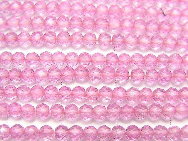 [Video] High Quality! Pink Topaz AAA Faceted Button Roundel 3x3x2mm 1strand beads (aprx.13inch / 30cm)