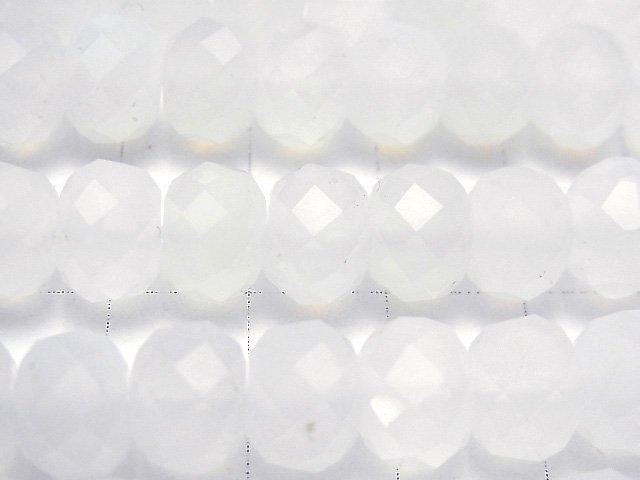 [Video] High Quality! White Chalcedony Faceted Button Roundel 10x10x7mm half or 1strand beads (aprx.15inch / 36cm)