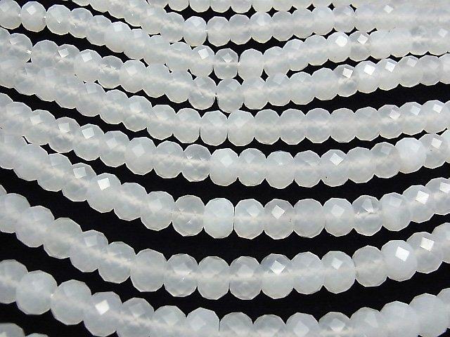 [Video] High Quality! White Chalcedony Faceted Button Roundel 10x10x7mm half or 1strand beads (aprx.15inch / 36cm)