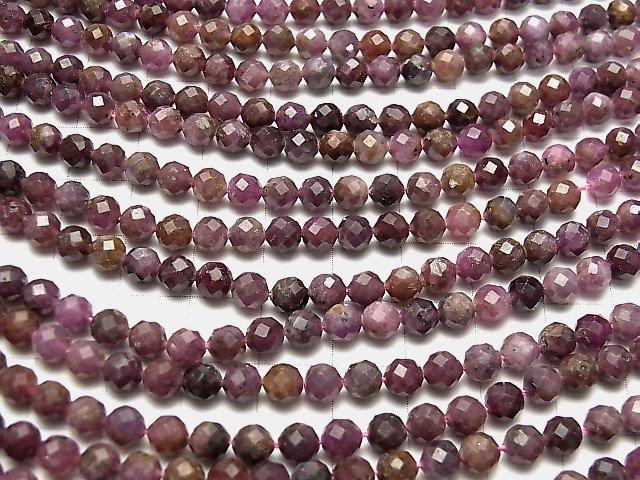 [Video] High Quality! Ruby AA Faceted Round 5mm half or 1strand beads (aprx.15inch / 36cm)