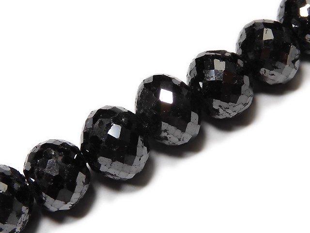 [Video] [One of a kind] [1mm hole] Black Diamond Faceted Button Roundel 1strand beads (aprx.18inch / 44cm) NO.2