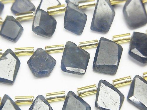 [Video] Unheated Blue Sapphire AAA- Rough Slice Faceted half or 1strand beads (aprx.7inch / 18cm)