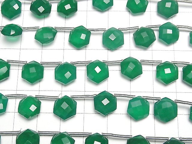[Video]High Quality Green Onyx AAA Hexagon Cut 11x10mm 1strand (8pcs )