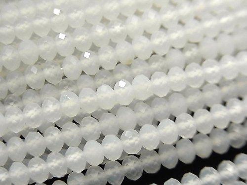 [Video] High Quality! White Chalcedony Faceted Button Roundel 4x4x3mm 1strand beads (aprx.15inch / 37cm)