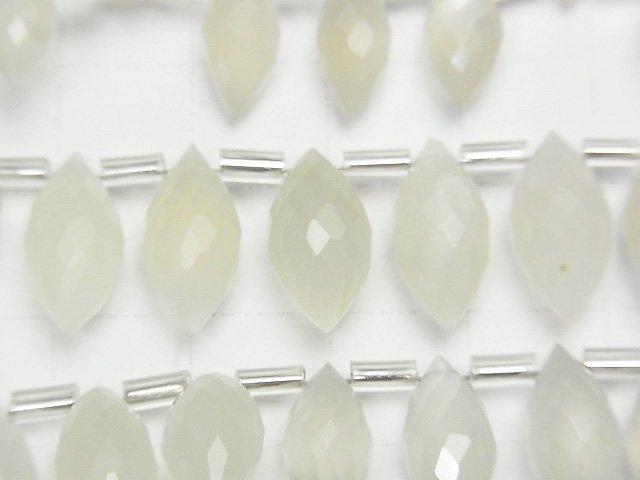 [Video] High Quality White Moonstone AAA Marquise Rice Faceted Briolette half or 1strand beads (aprx.5inch / 13cm)
