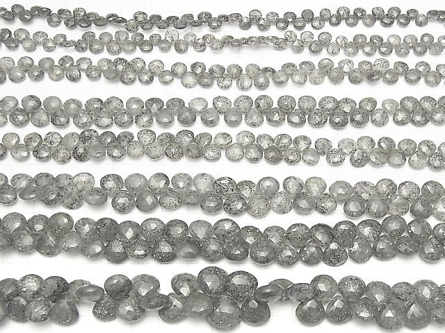 [Video] Black Aventurine Quartz Chestnut Faceted Briolette half or 1strand beads (aprx.7inch / 18cm)