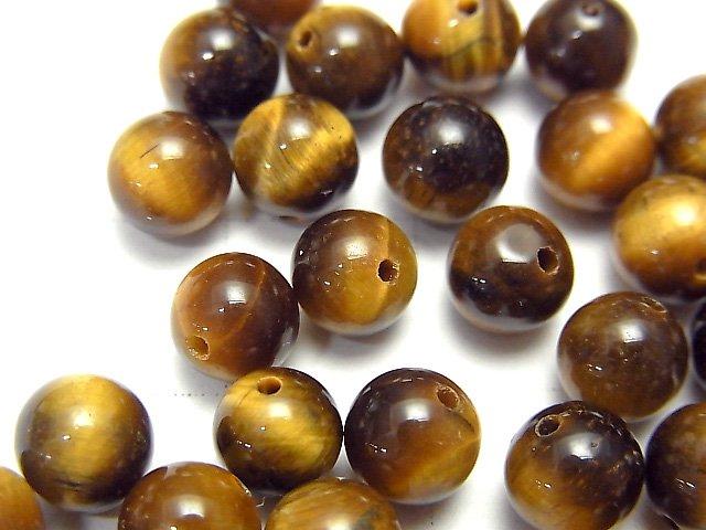 [Video] Yellow Tiger's Eye AA++ Half Drilled Hole Round 6mm 10pcs