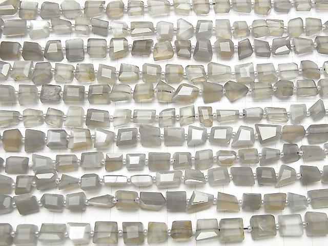[Video] Gray Moonstone AA++ Faceted Nugget 1strand beads (aprx.13inch / 32cm)