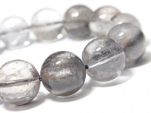 [Video] [One of a kind] Platinum Rutilated Quartz AAA- Round 14.5-15mm Bracelet NO.17