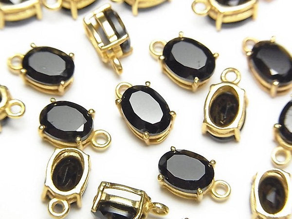 [Video] High Quality Black Spinel AAA Bezel Setting Oval Faceted 8x6mm 18KGP 2pcs