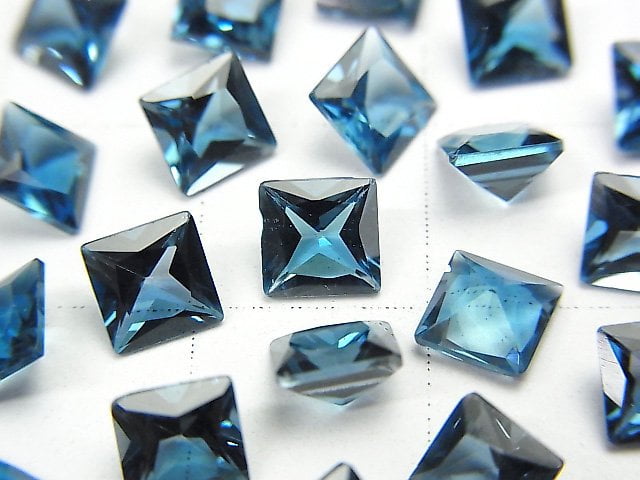 [Video] High Quality London Blue Topaz AAA Loose stone Princess Cut 5x5mm 3pcs