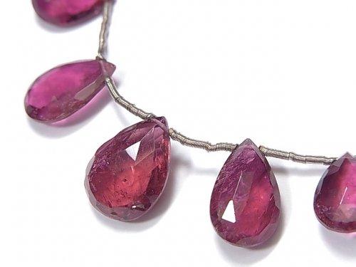 [Video] [One of a kind] High Quality Rubellite (Red Tourmaline) AAA - AAA- Pear shape Faceted Briolette 1strand beads (aprx.7inch / 18cm) NO.31