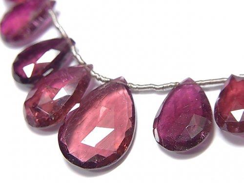 [Video] [One of a kind] High Quality Rubellite (Red Tourmaline) AAA - AAA- Pear shape Faceted Briolette 1strand beads (aprx.7inch / 18cm) NO.35
