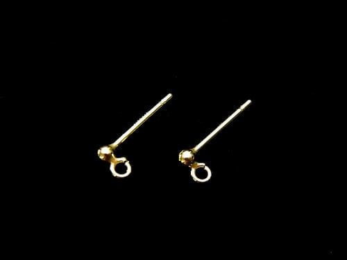 Earstuds Earrings Round Ball 2mm 1pair with 14KGF Ring