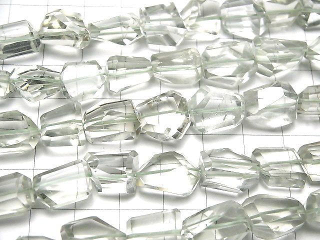 [Video]High Quality Green Amethyst AA++ Faceted Nugget half or 1strand beads (aprx.13inch/32cm)