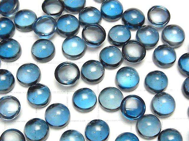 [Video] High Quality London Blue Topaz AAA Round Cabochon 8x8mm 1pc