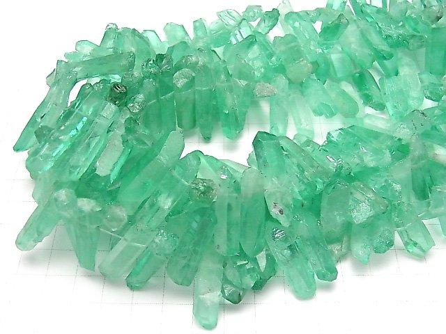 [Video] Crystal Natural Point Cut Green Color Coating 1strand beads (aprx.15inch / 37cm)