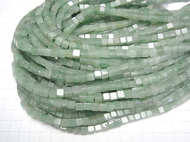 [Video] Green Aventurine Cube 6x6x6mm 1strand beads (aprx.15inch/36cm)