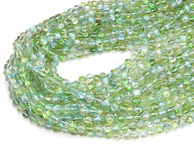[Video] High Quality! Green Luna Flash Star Faceted Round 6mm 1strand beads (aprx.15inch / 37cm)